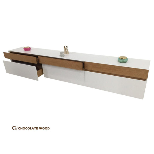 ASLYNNE TASSIE OAK 6 DRAWER WALL MOUNTED TV/ENTERTAINMENT UNIT - AUSTRALIAN CUSTOM MADE - MyChocolateWood