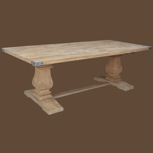 ASTI RECTANGULAR PEDESTAL DINING TABLE IN HONEY WASH 230CM - MyChocolateWood