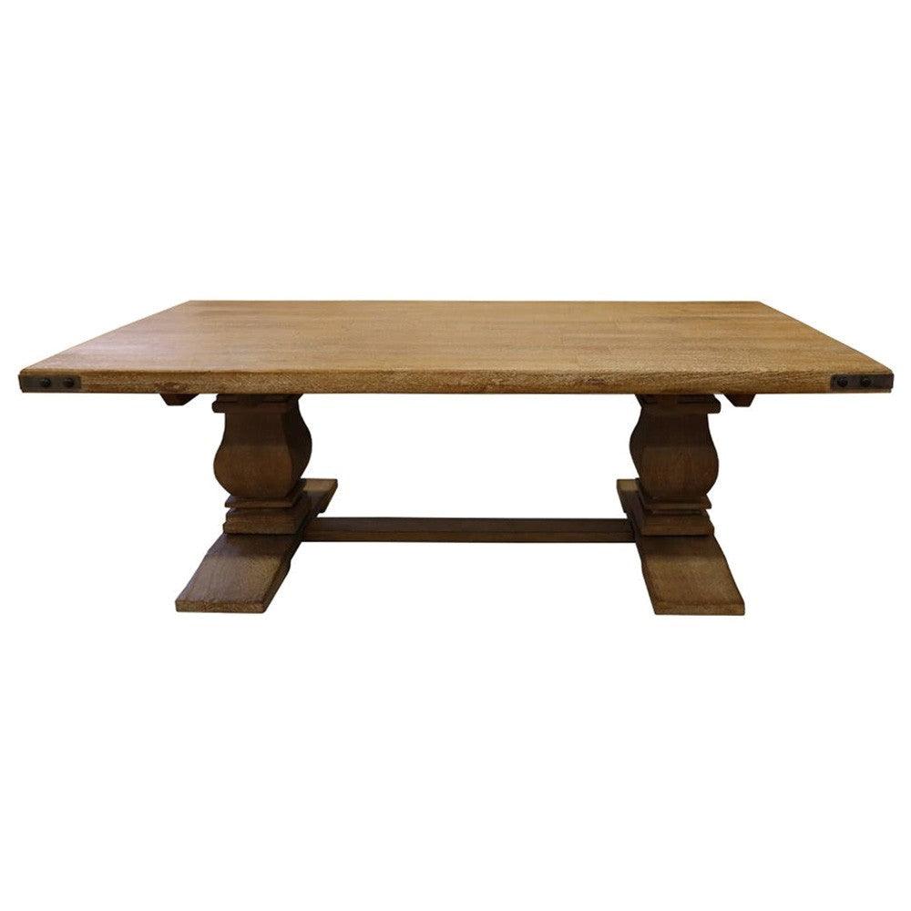 ASTI SOLID MANGO WOOD PEDESTAL COFFEE TABLE IN HONEY WASH - MyChocolateWood