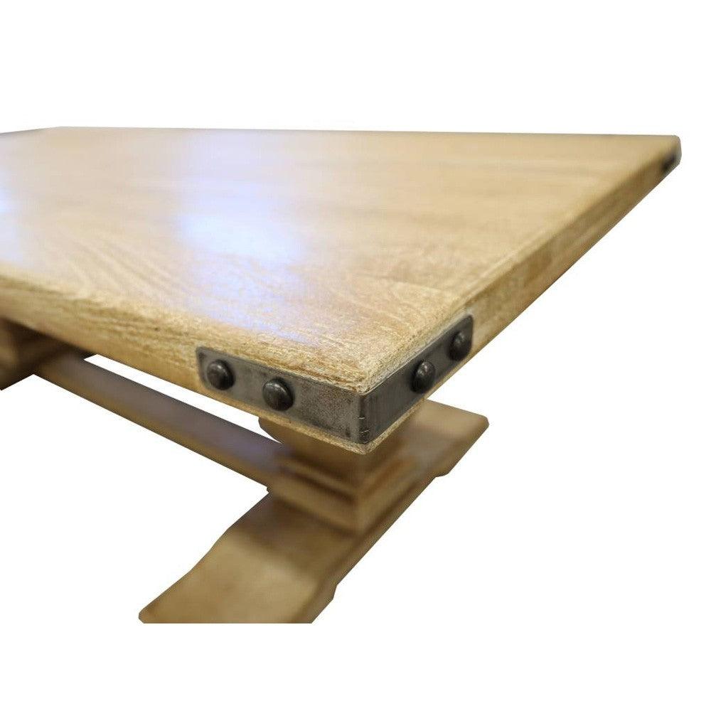 ASTI SOLID MANGO WOOD PEDESTAL COFFEE TABLE IN HONEY WASH - MyChocolateWood