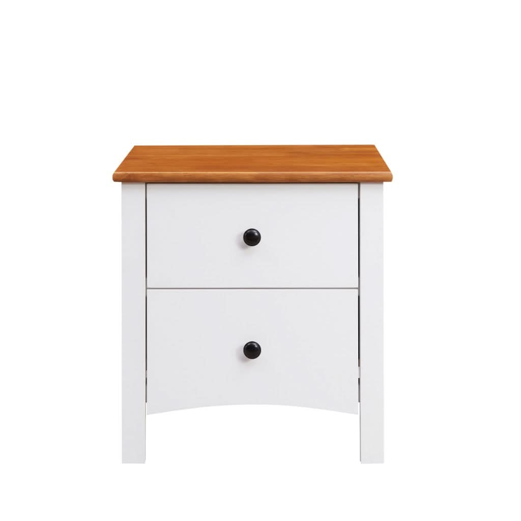 ASTLEY HAMPTONS LOOK 2-DRAWER BEDSIDE TABLE WHITE /MID BROWN - MyChocolateWood