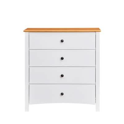 ASTLEY HAMPTONS LOOK 4-DRAWER TALLBOY 4-DRAWER CHEST OF DRAWERS WHITE /MID BROWN - MyChocolateWood
