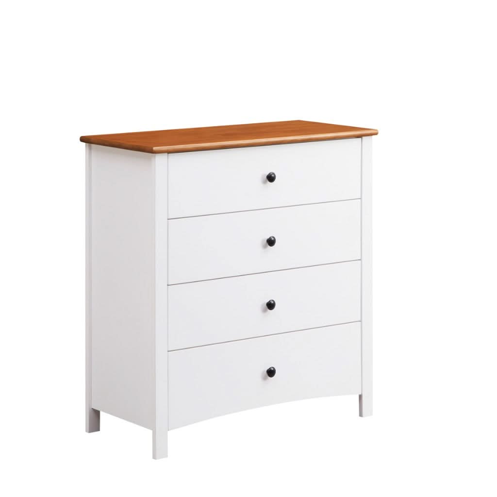 ASTLEY HAMPTONS LOOK 4-DRAWER TALLBOY 4-DRAWER CHEST OF DRAWERS WHITE /MID BROWN - MyChocolateWood