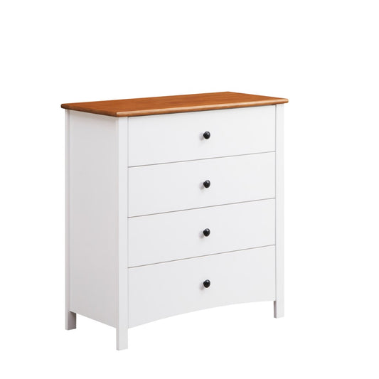 ASTLEY HAMPTONS LOOK 4-DRAWER TALLBOY 4-DRAWER CHEST OF DRAWERS WHITE /MID BROWN
