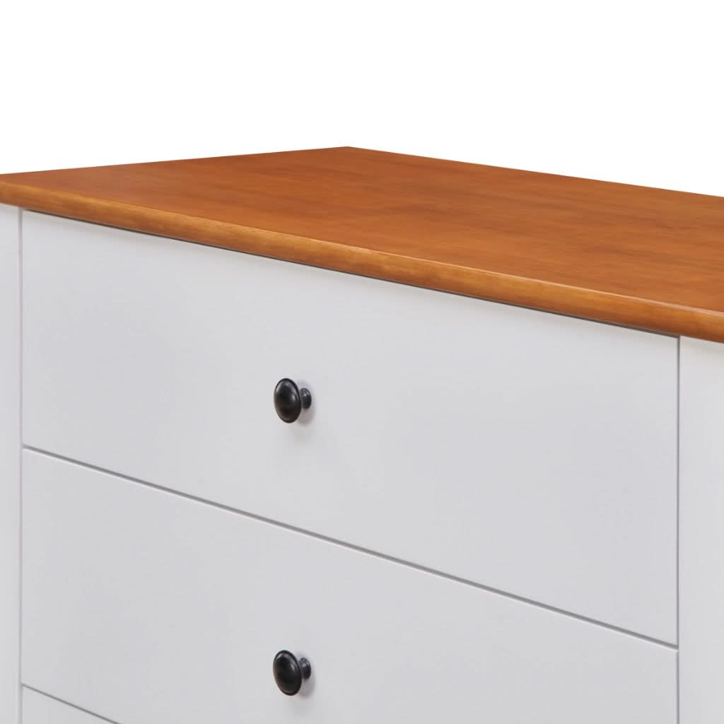ASTLEY HAMPTONS LOOK 4-DRAWER TALLBOY 4-DRAWER CHEST OF DRAWERS WHITE /MID BROWN - MyChocolateWood