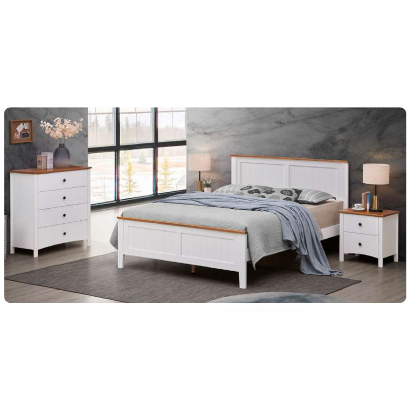 ASTLEY HAMPTONS LOOK 4-DRAWER TALLBOY 4-DRAWER CHEST OF DRAWERS WHITE /MID BROWN - MyChocolateWood
