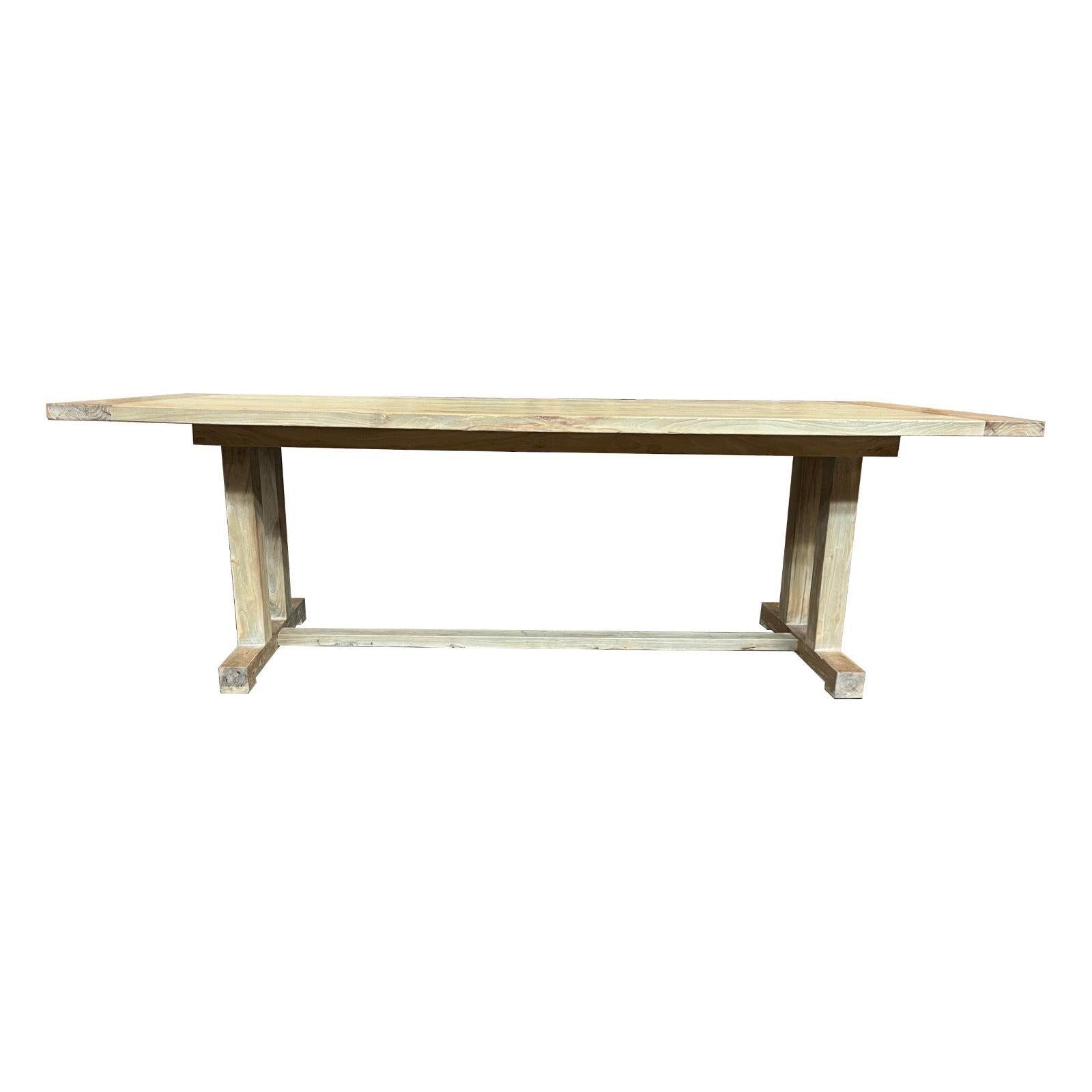 ATHENS RECYCLED ELM TRESTLE DINING TABLE 184CM - MyChocolateWood