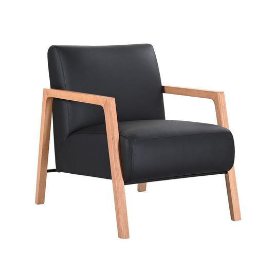 ATTICUS CONTEMPORARY BUFFALO LEATHER ARMCHAIR IN BLACK - MyChocolateWood