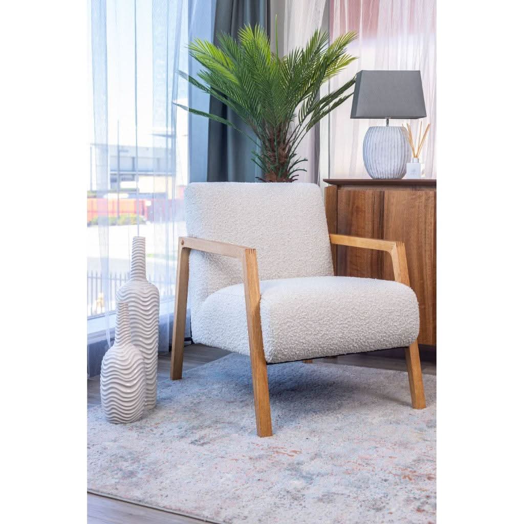 ATTICUS CONTEMPORARY FABRIC ARMCHAIR IN BEIGE - MyChocolateWood