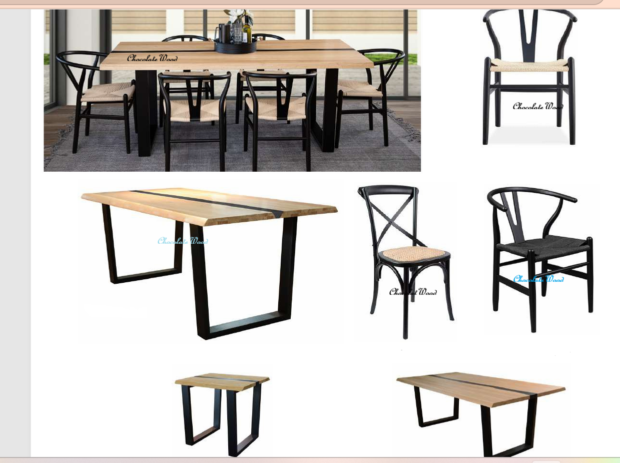 AXWYN  SOLID RUBBERWOOD DINING TABLE NATURAL/BLACK 200CM - MyChocolateWood