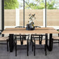 AXWYN  SOLID RUBBERWOOD DINING TABLE NATURAL/BLACK 200CM WITH 6 ARC BLACK/NATURAL DINING CHAIRS - MyChocolateWood
