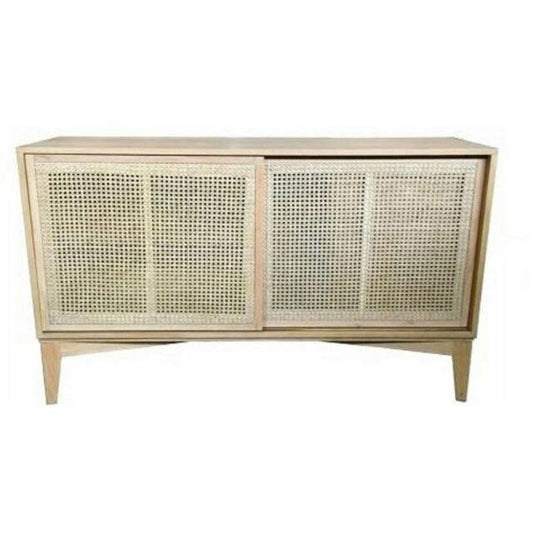 BAHAMAS BUFFET SIDEBOARD SLIDING RATTAN DOORS/ SOLID OAK NATURAL COLOUR 140CM - MyChocolateWood