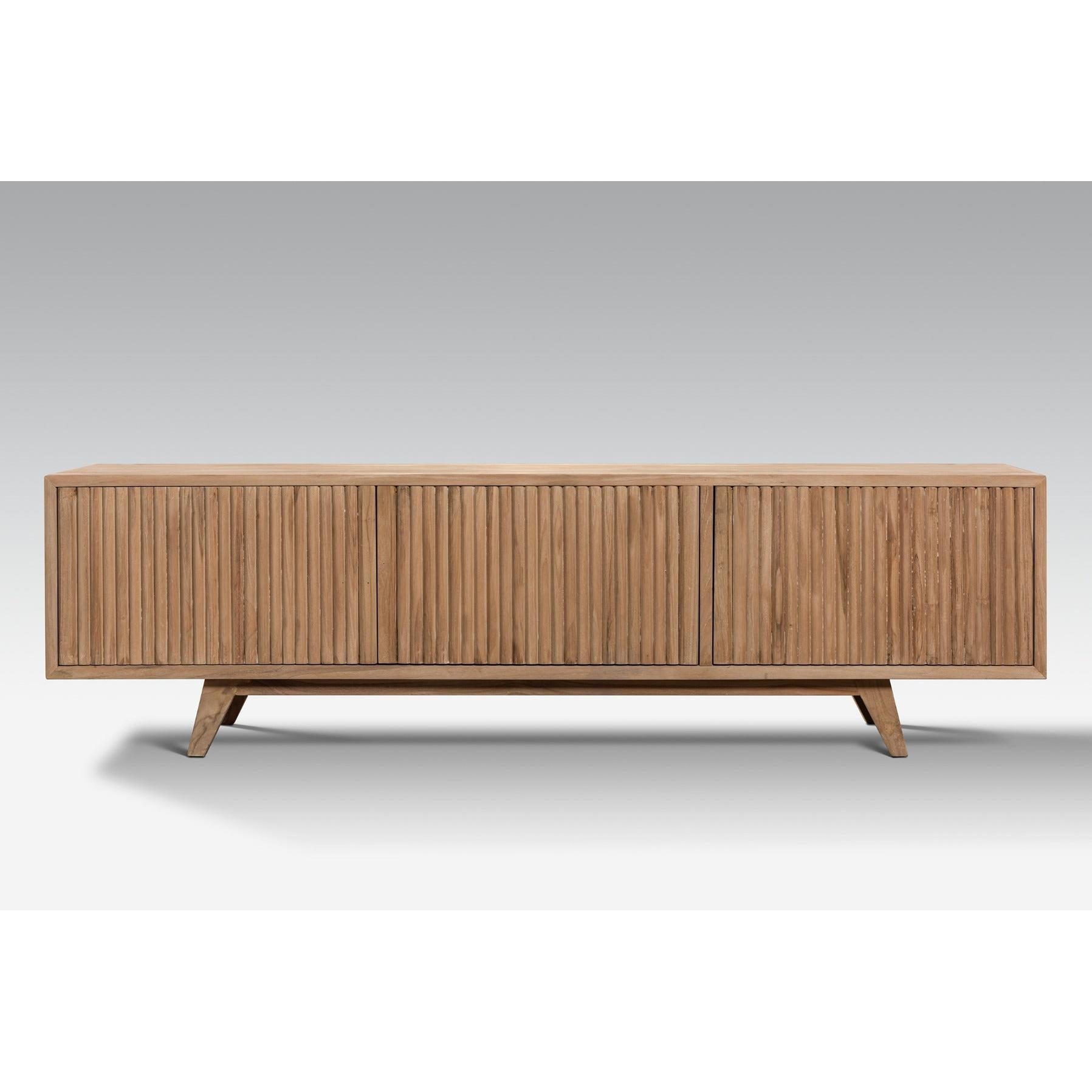 BALI SOLID TEAK TV UNIT 3 DOORS - NATURAL - MyChocolateWood