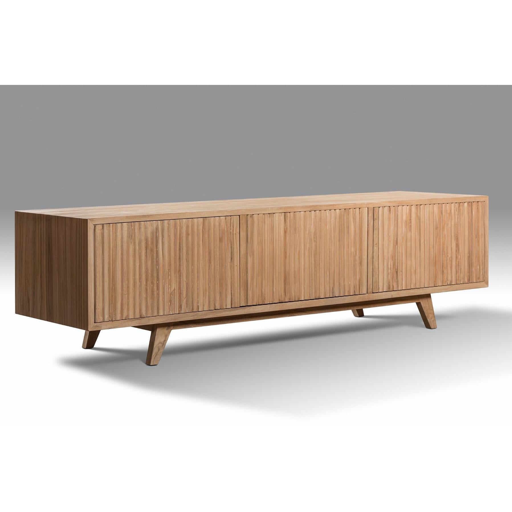 BALI SOLID TEAK TV UNIT 3 DOORS - NATURAL - MyChocolateWood