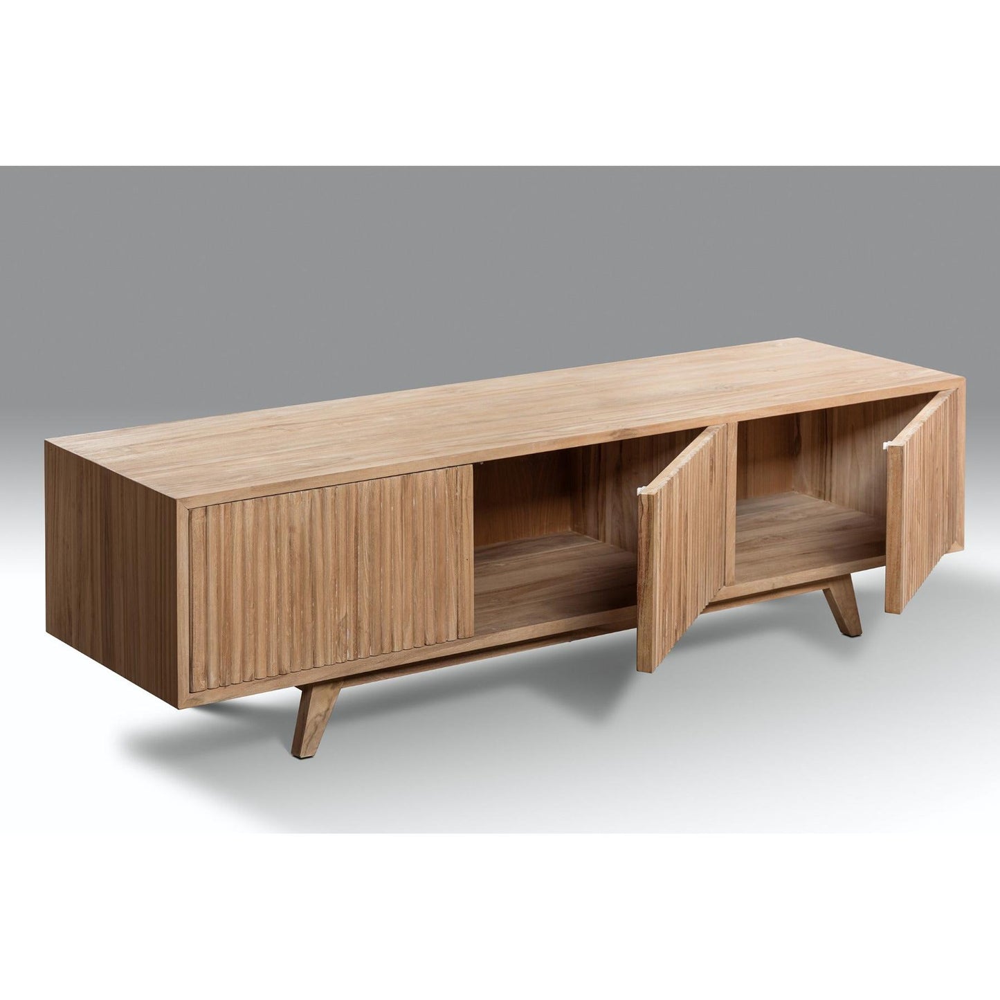 BALI SOLID TEAK TV UNIT 3 DOORS - NATURAL - MyChocolateWood