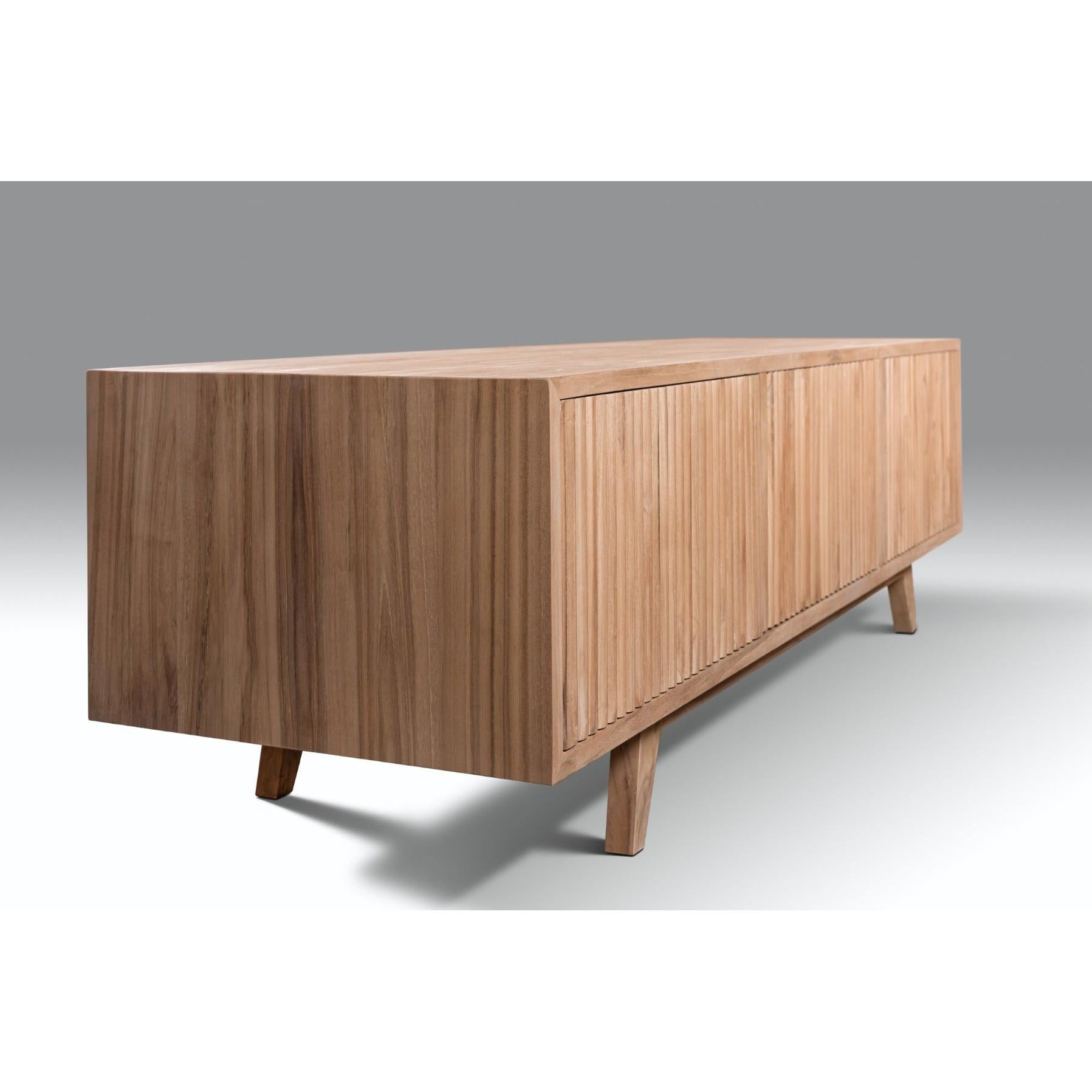 BALI SOLID TEAK TV UNIT 3 DOORS - NATURAL - MyChocolateWood