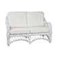 BALI WHITE RATTAN 2-SEATER SOFA, COUCH, SETTEE, LOVE SEAT WHITE UPHOLSTERY - MyChocolateWood