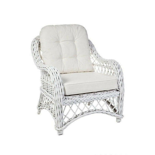 BALI WHITE RATTAN 3-SEATER SOFA, COUCH, SETTEE, LOVE SEAT WHITE UPHOLSTERY - MyChocolateWood