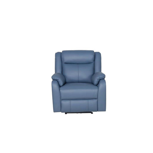 BARRON GENUINE MURANO LEATHER 1-SEATER  SINGLE RECLINER ARMCHAIR W/USB PORT BLUE