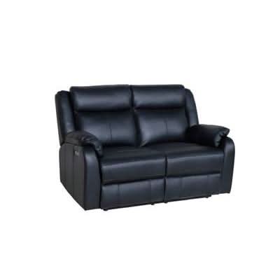 BARRON GENUINE MURANO LEATHER 2-SEATER  RECLINER SOFA W/USB PORT BLACK - MyChocolateWood