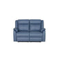 BARRON GENUINE MURANO LEATHER 2-SEATER  RECLINER SOFA W/USB PORT  MARINE BLUE - MyChocolateWood