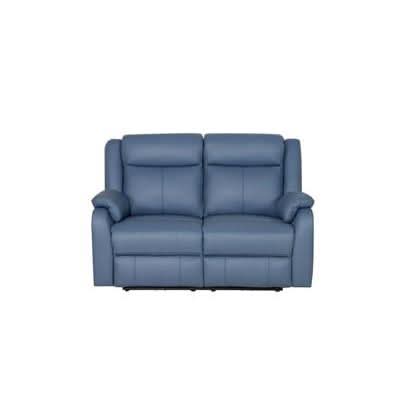 BARRON GENUINE MURANO LEATHER 2-SEATER  RECLINER SOFA W/USB PORT  MARINE BLUE - MyChocolateWood