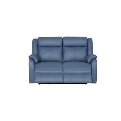 BARRON GENUINE MURANO LEATHER 2-SEATER  RECLINER SOFA W/USB PORT  MARINE BLUE - MyChocolateWood