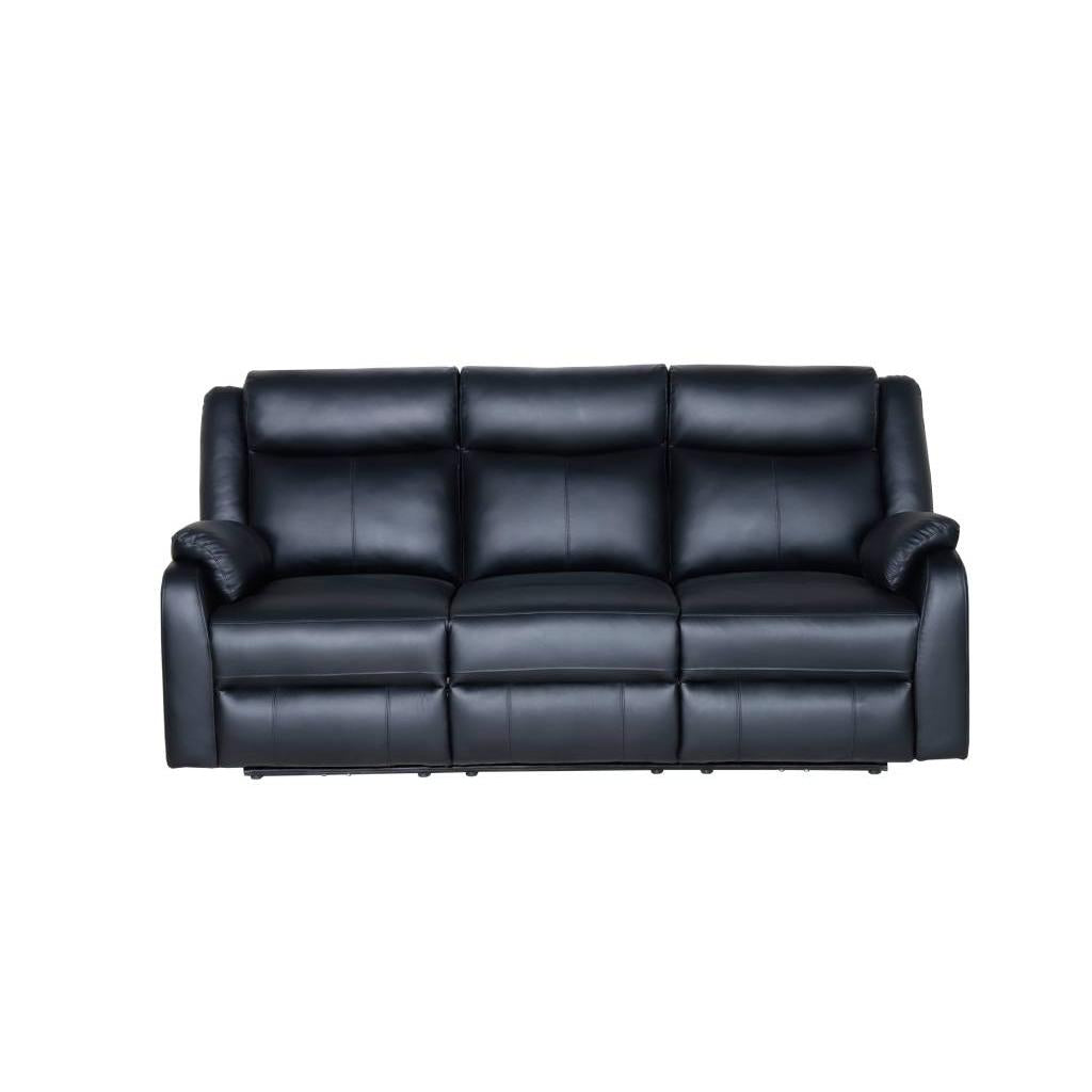 BARRON GENUINE MURANO LEATHER 3-SEATER  RECLINER SOFA W/USB PORT  BLACK