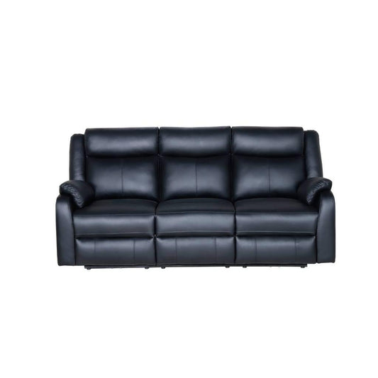 BARRON GENUINE MURANO LEATHER 3-SEATER  RECLINER SOFA W/USB PORT  BLACK