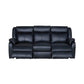 BARRON GENUINE MURANO LEATHER 3-SEATER  RECLINER SOFA W/USB PORT  BLACK