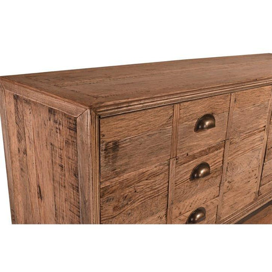 BASIL RECLAIMED OAK 6 DRAWER CHEST OF DRAWERS WITH BOTTOM SHELF