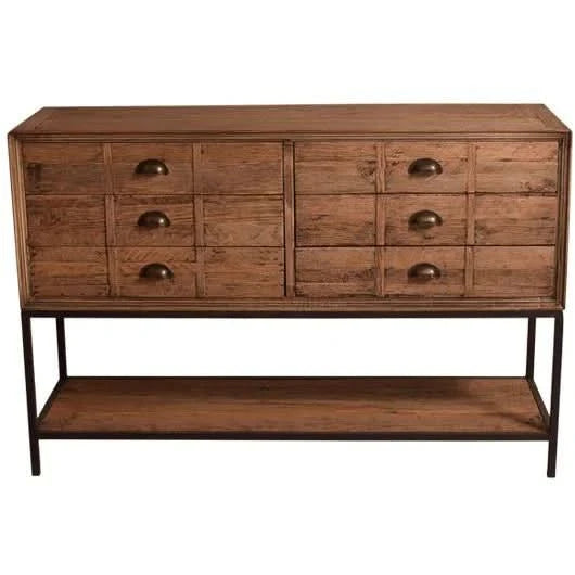 BASIL RECLAIMED OAK 6 DRAWER CHEST OF DRAWERS WITH BOTTOM SHELF - MyChocolateWood