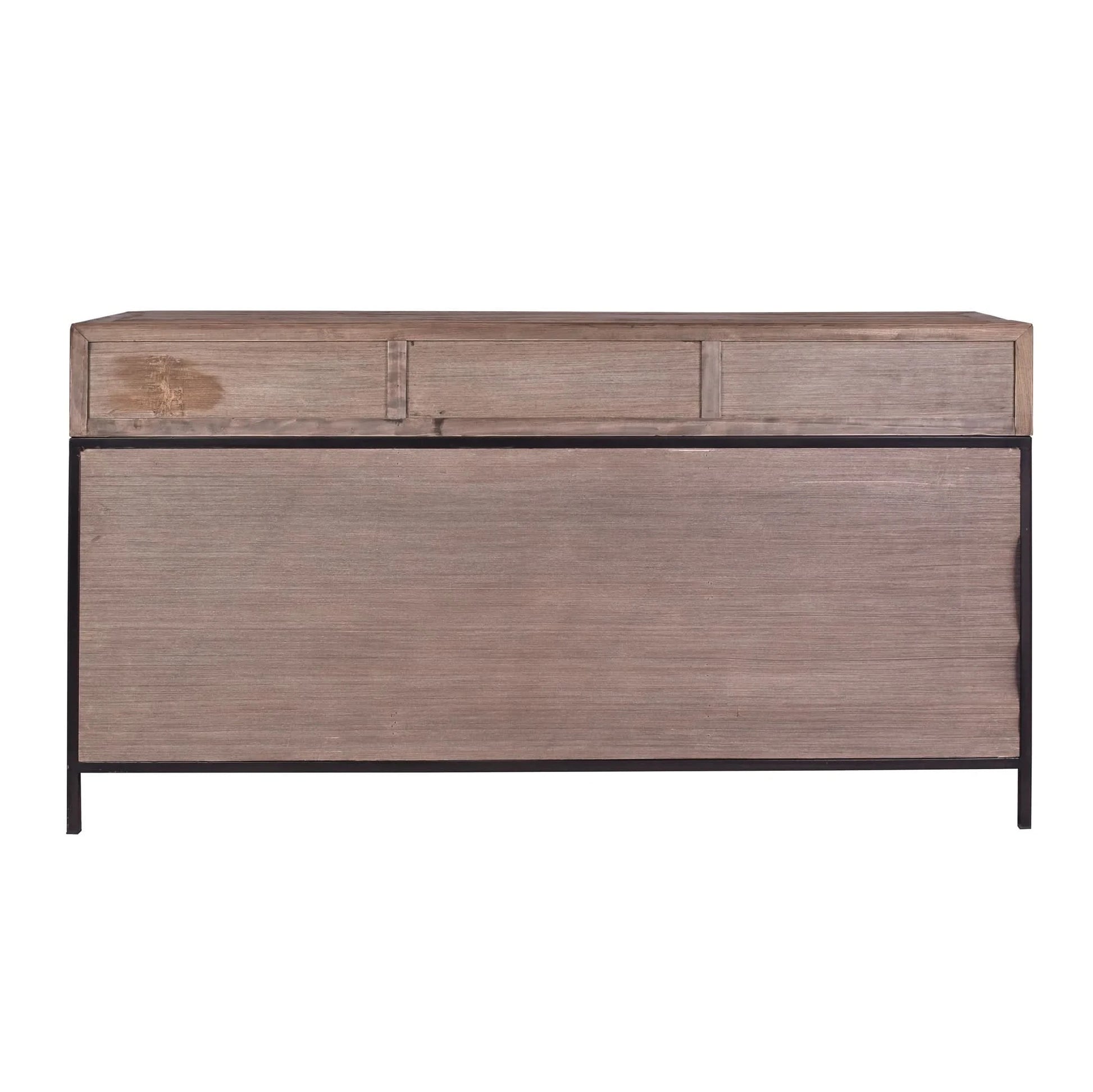 BASIL RECLAIMED OAK & IRON SIDEBOARD BUFFET 3 DRAWERS 3 DOORS LIGHT NATURAL (Copy) - MyChocolateWood