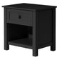 BAYLIN RUBBERWOOD 1-DRAWER  1-SHELF BEDSIDE TABLE BLACK - MyChocolateWood
