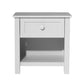 BAYLIN RUBBERWOOD 1-DRAWER  1-SHELF BEDSIDE TABLE WHITE - MyChocolateWood