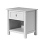 BAYLIN RUBBERWOOD 1-DRAWER  1-SHELF BEDSIDE TABLE WHITE - MyChocolateWood
