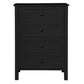 BAYLIN RUBBERWOOD 4 DRAWER TALLBOY/CHEST OF 4 DRAWERS BLACK - MyChocolateWood