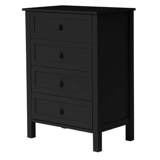 BAYLIN RUBBERWOOD 4 DRAWER TALLBOY/CHEST OF 4 DRAWERS BLACK