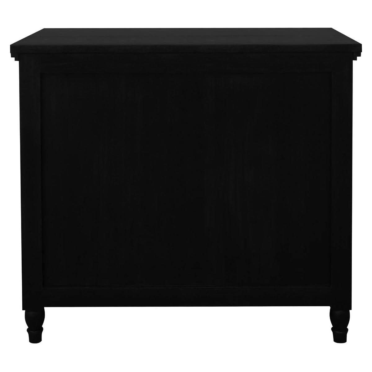 BEAU 3 DRAWERS TURN LEG CHEST OF DRAWERS BLACK - MyChocolateWood