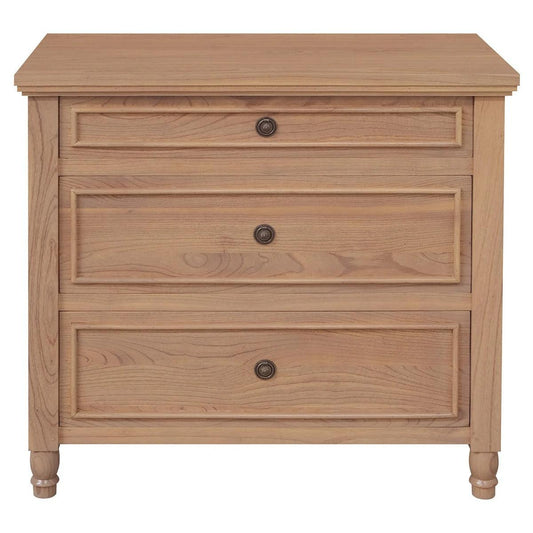 BEAU 3 DRAWERS TURN LEG CHEST OF DRAWERS NATURAL - MyChocolateWood
