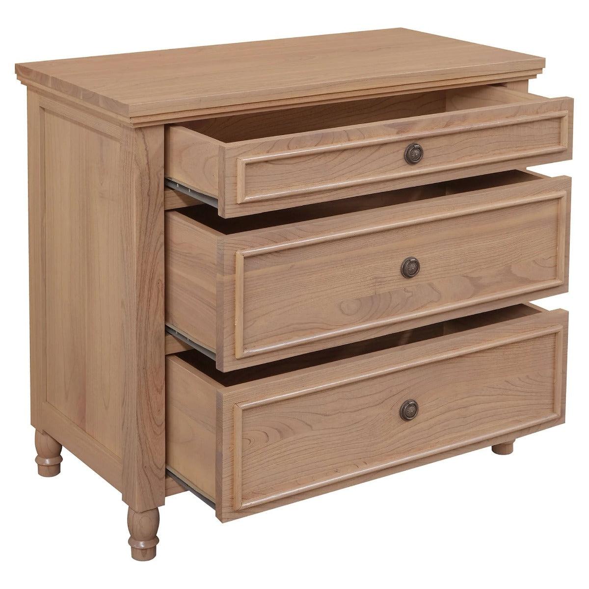 BEAU 3 DRAWERS TURN LEG CHEST OF DRAWERS NATURAL - MyChocolateWood