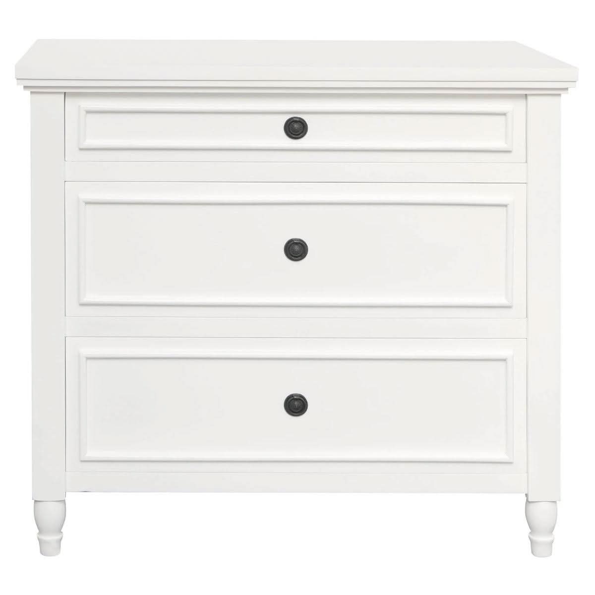 BEAU 3 DRAWERS TURN LEG CHEST OF DRAWERS WHITE - MyChocolateWood