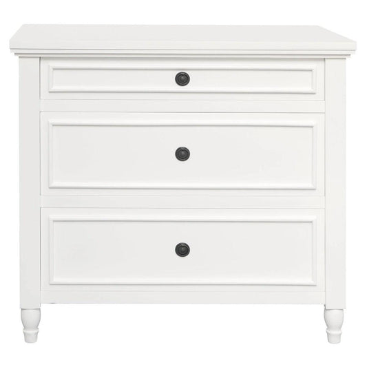 BEAU 3 DRAWERS TURN LEG CHEST OF DRAWERS WHITE - MyChocolateWood