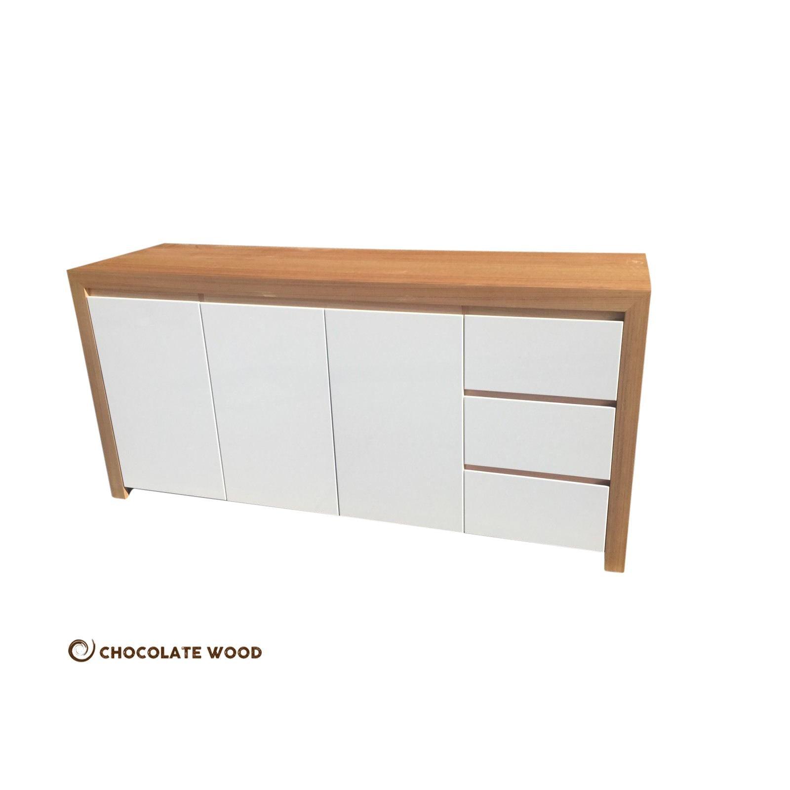 BELINDA BUFFET/SIDEBOARD TASSIE OAK WITH 3 DOORS & 3 DRAWERS IN CLEAR LACQUER AUSTRALIAN CUSTOM MADE - MyChocolateWood