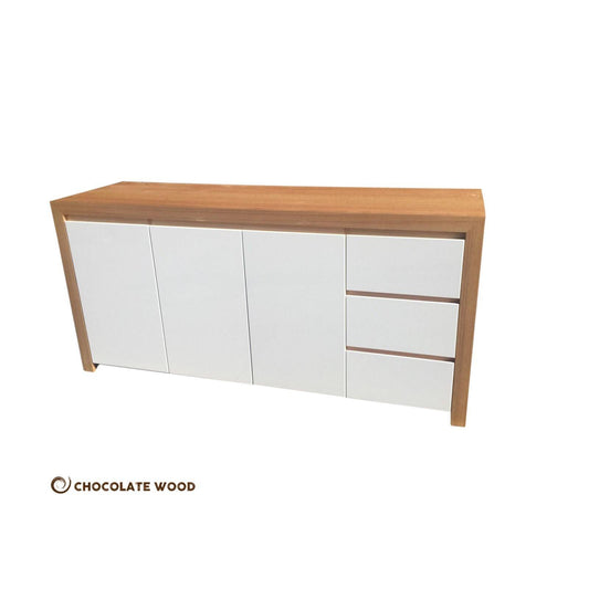 BELINDA BUFFET/SIDEBOARD TASSIE OAK WITH 3 DOORS & 3 DRAWERS IN CLEAR LACQUER AUSTRALIAN CUSTOM MADE - MyChocolateWood