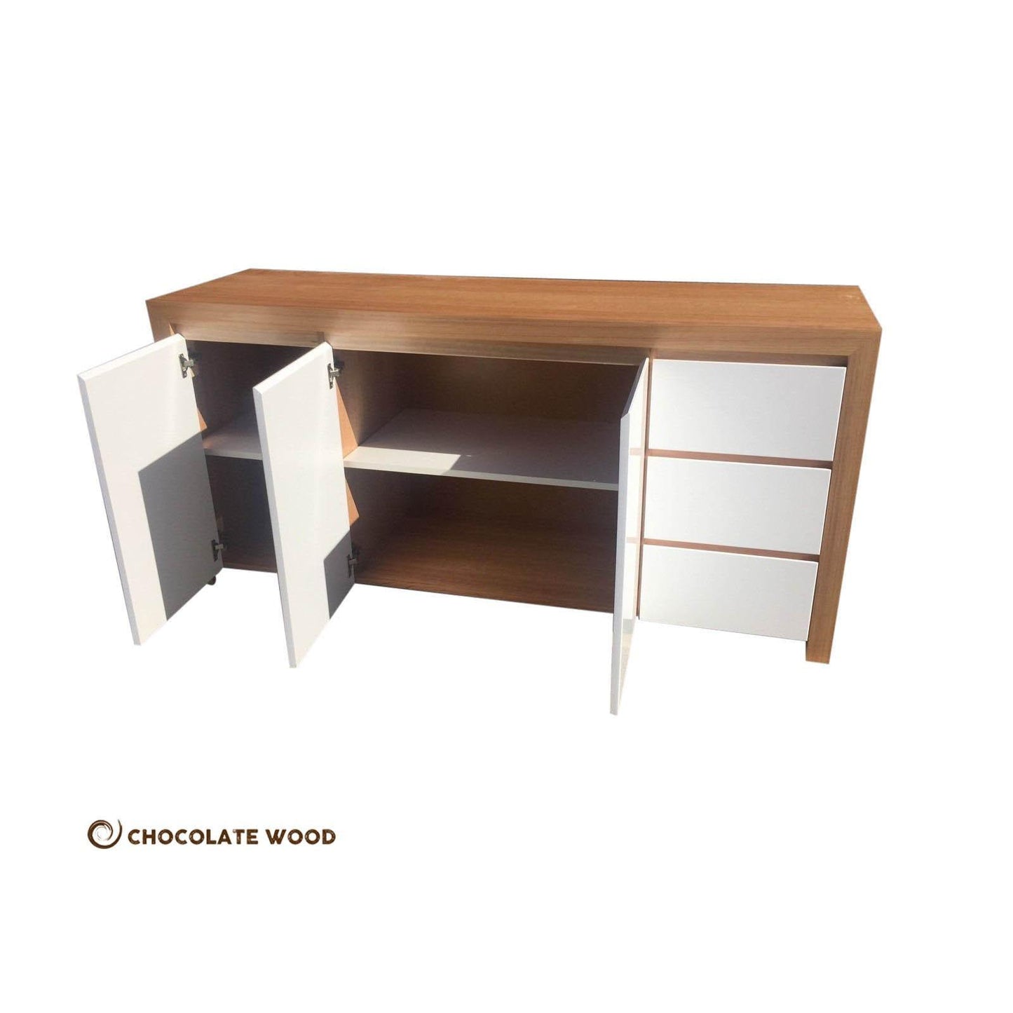 BELINDA BUFFET/SIDEBOARD TASSIE OAK WITH 3 DOORS & 3 DRAWERS IN CLEAR LACQUER AUSTRALIAN CUSTOM MADE - MyChocolateWood