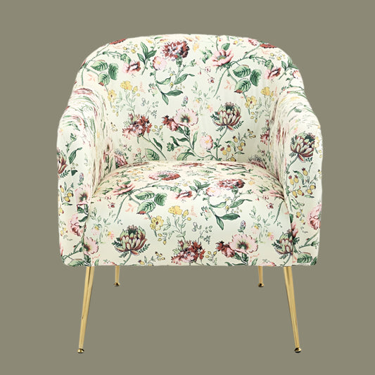 BELINDA FLORAL ARMCHAIR WITH GOLDEN METAL LEGS - MyChocolateWood