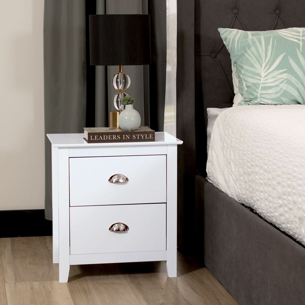 BELLE 2-DRAWER BEDSIDE TABLE WHITE - MyChocolateWood