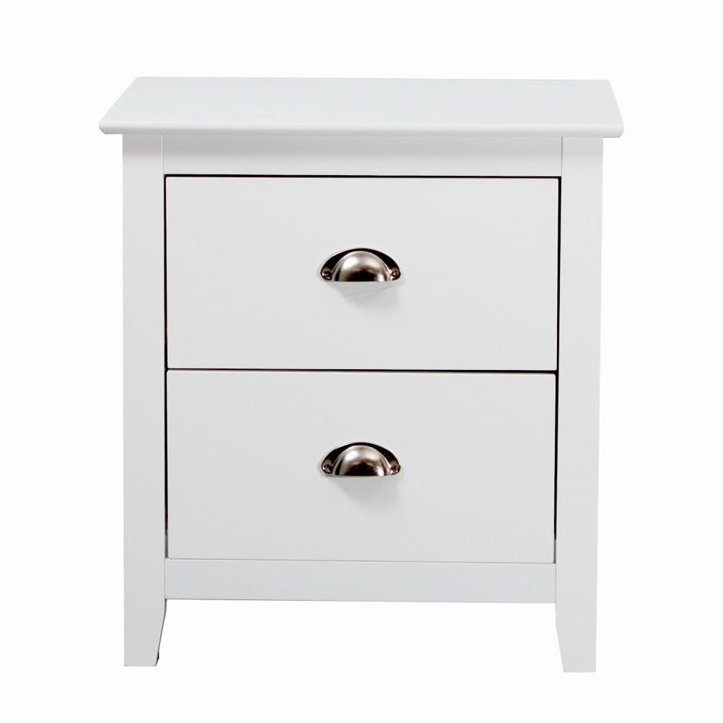 BELLE 2-DRAWER BEDSIDE TABLE WHITE - MyChocolateWood