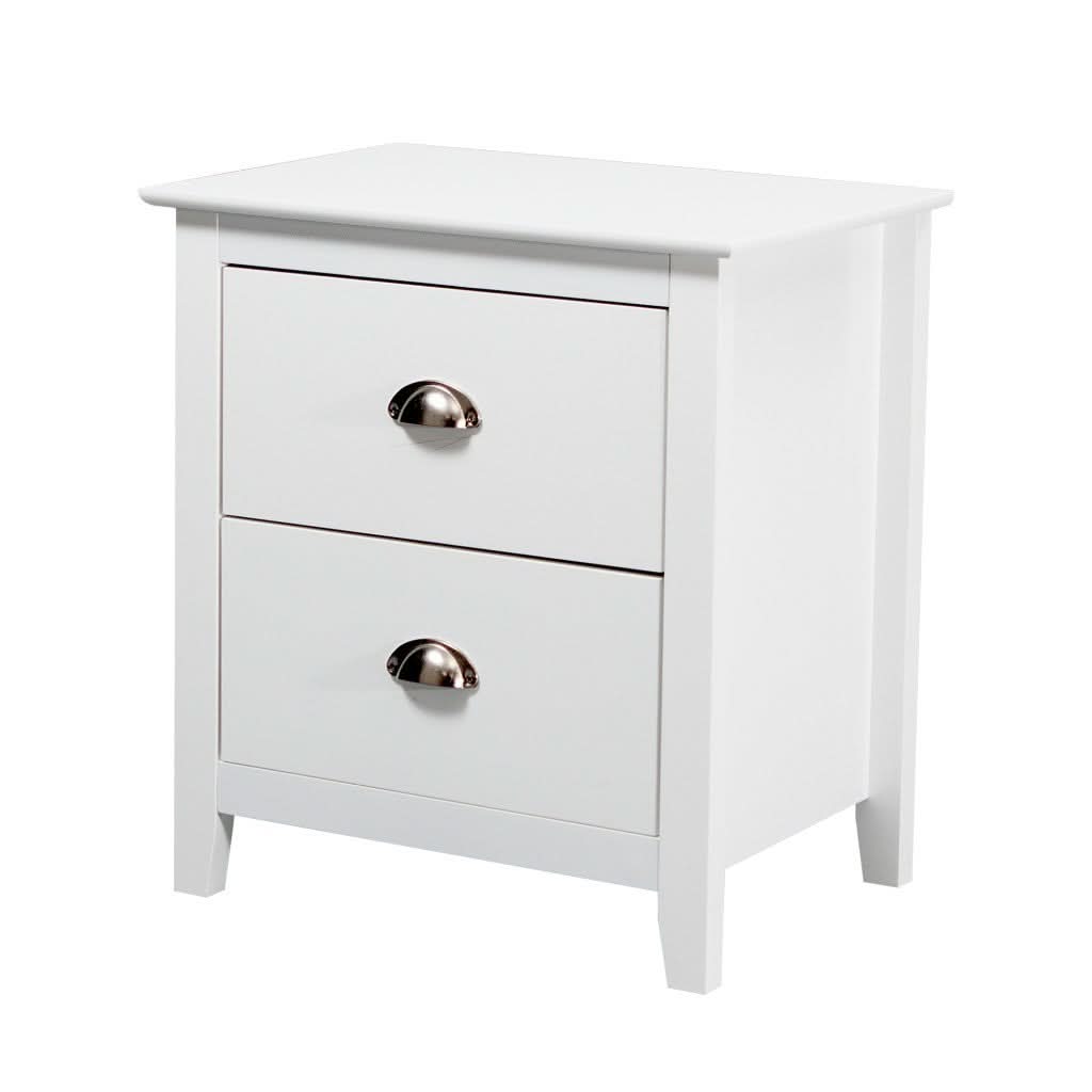 BELLE 2-DRAWER BEDSIDE TABLE WHITE - MyChocolateWood